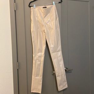 BRAND NEW vinyl/ leather beige pant